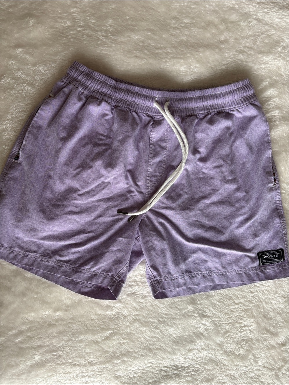 WOWIE Men’s Lavender Drawstring Casual Shorts Aztec Pocket Trim | Size Medium